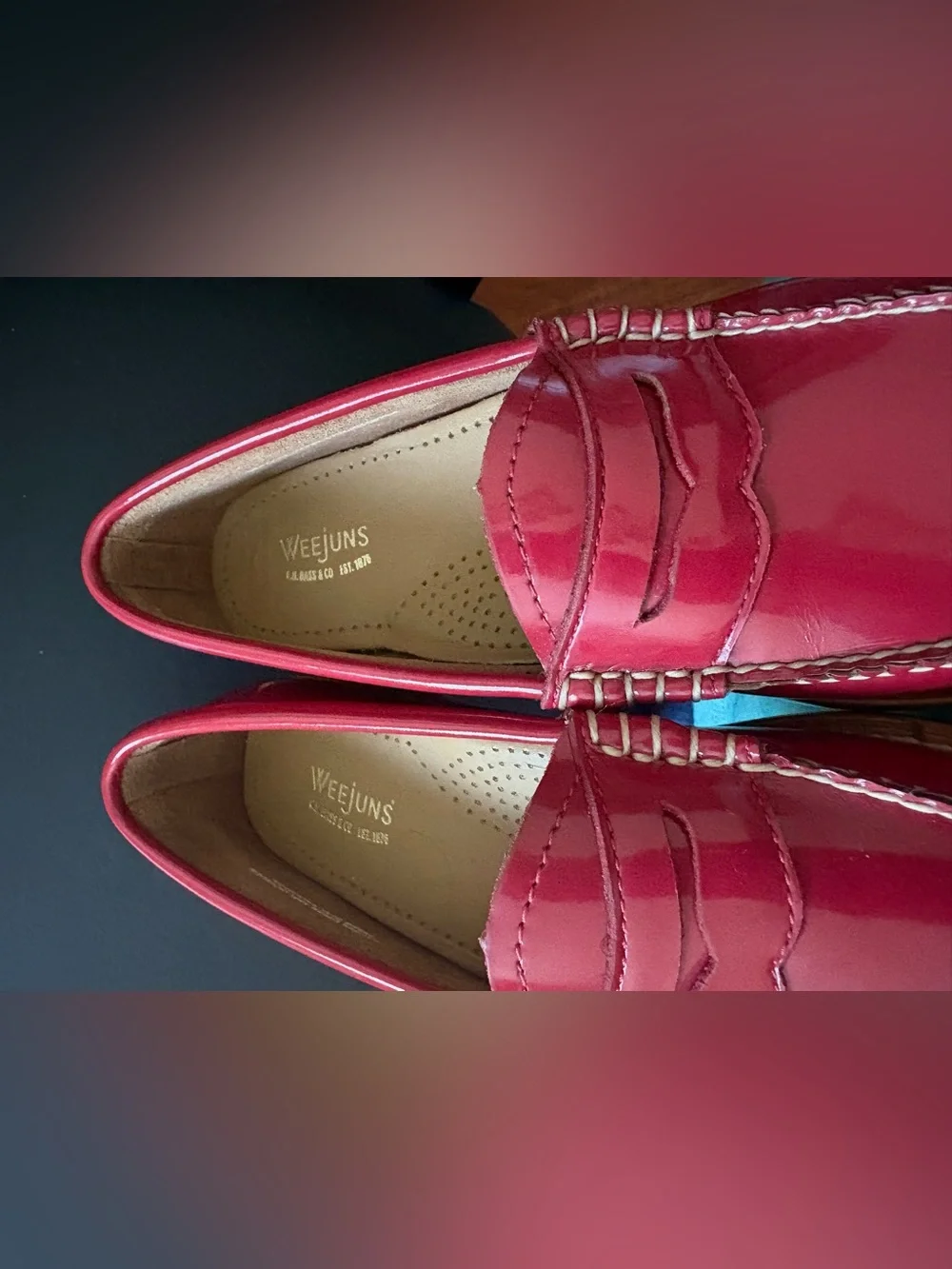 G.H. Bass & Co. VEEJuns Red Patent Leather Penny Loafers 6.5M
